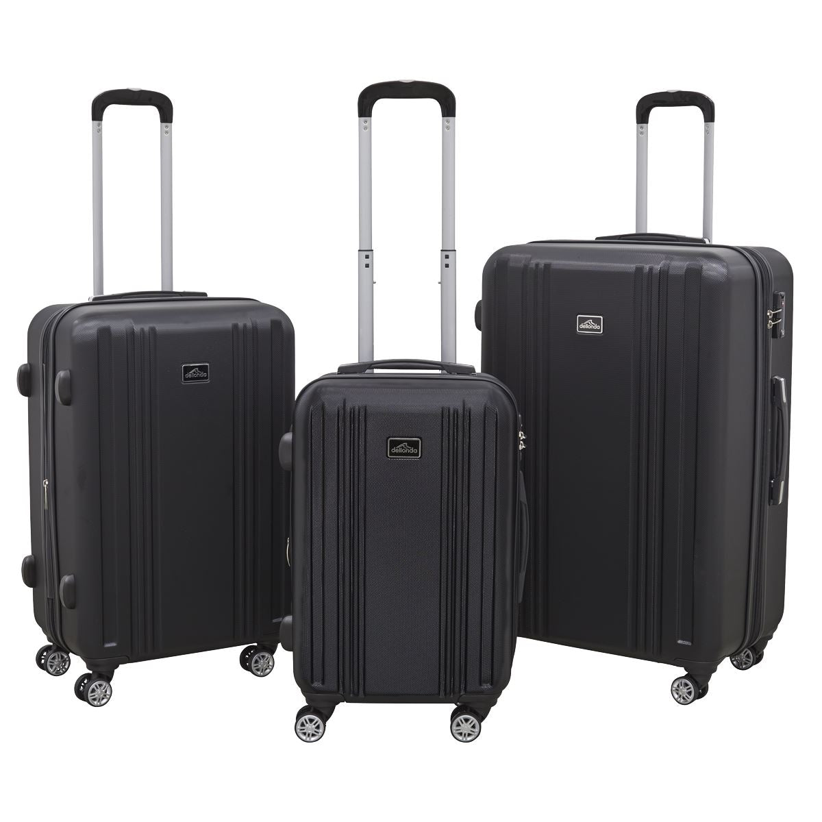 Dellonda Lightweight ABS Luggage Set with TSA Lock - Black