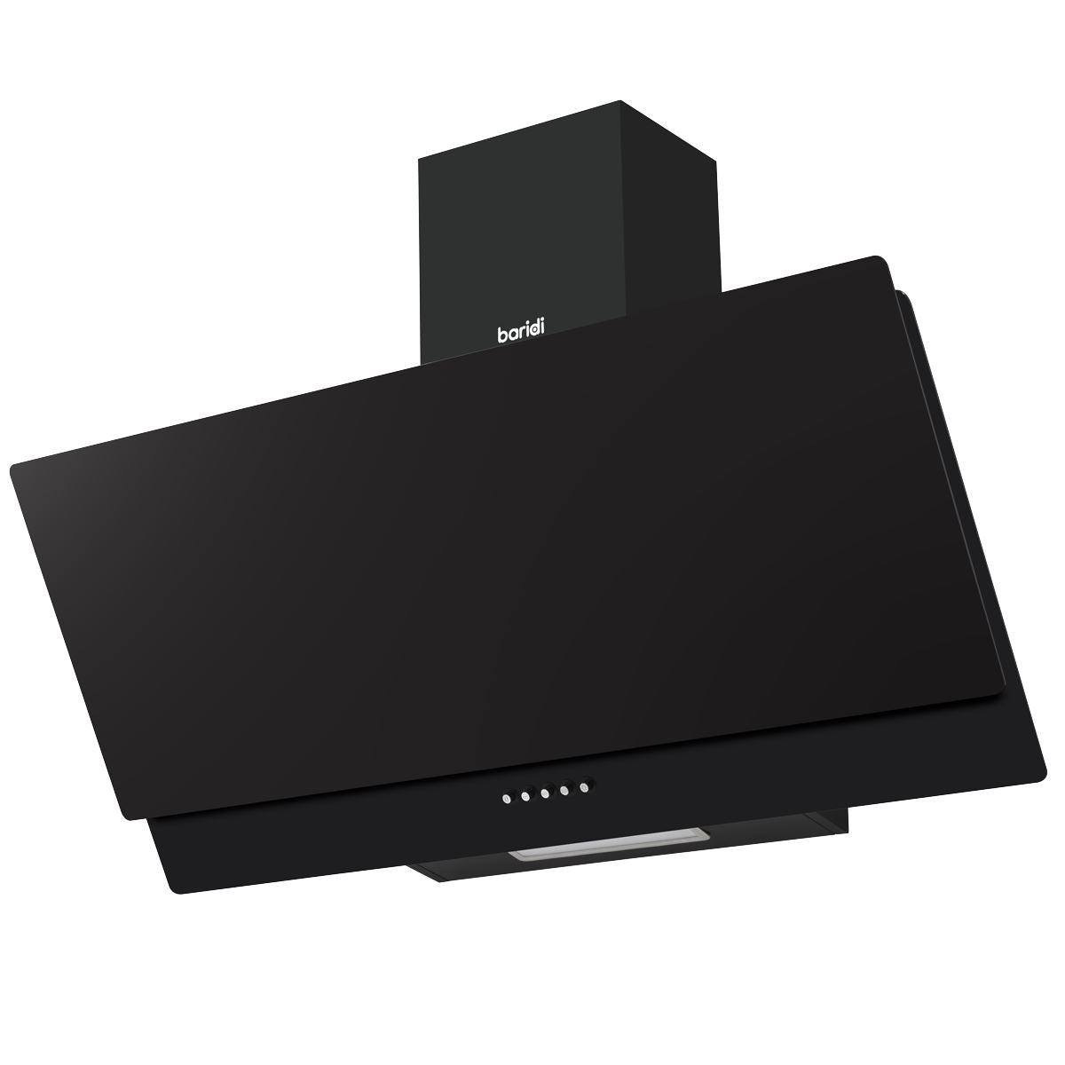 Baridi Angled Chimney Cooker Hood with Carbon Filters & LED Lamp 90cm, Energy Class A - Black Glass