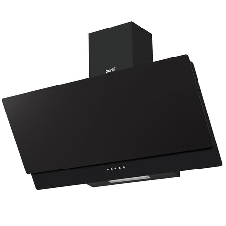 Baridi Angled Chimney Cooker Hood with Carbon Filters & LED Lamp 90cm, Energy Class A - Black Glass