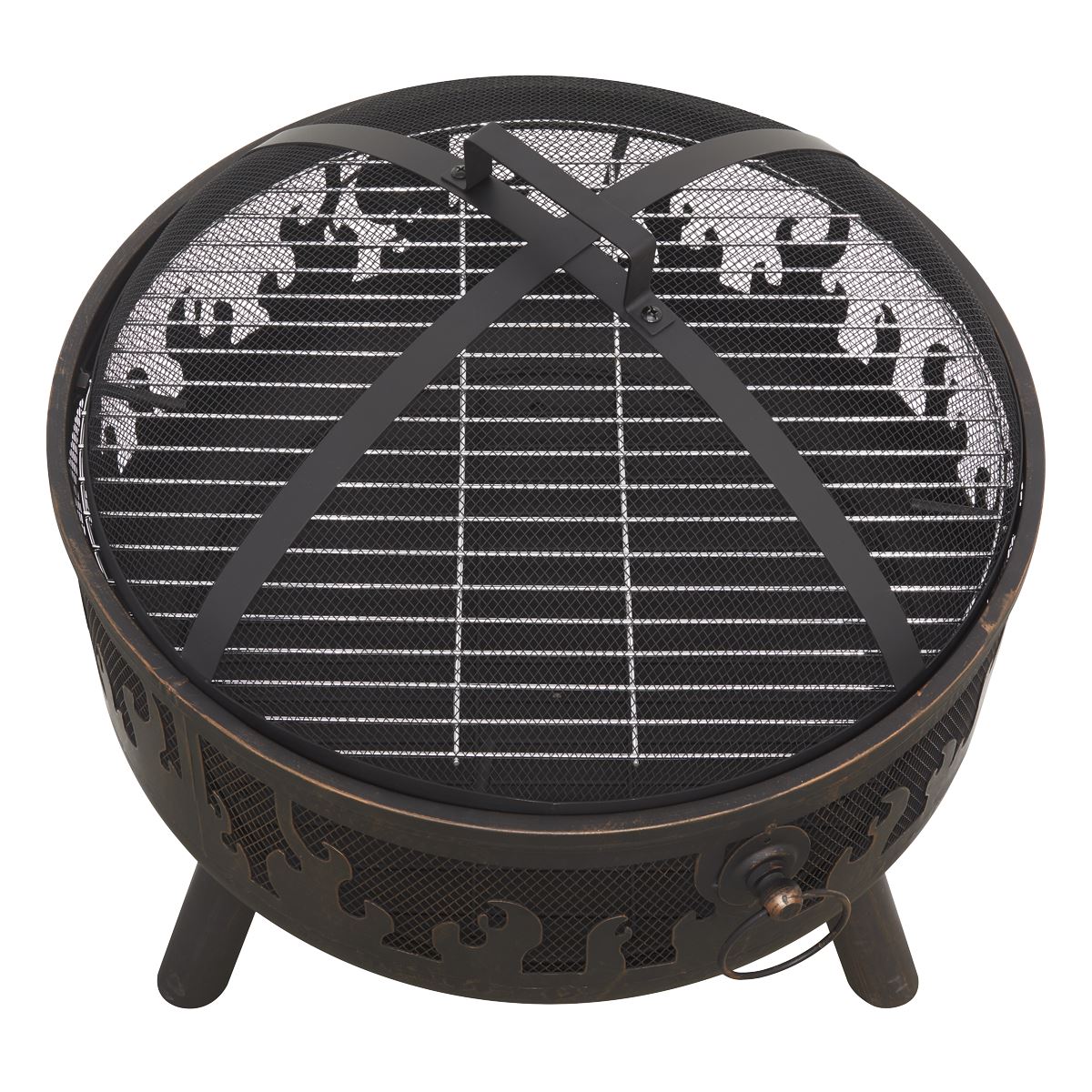 Dellonda Deluxe Fire Pit Fireplace Outdoor Patio Heater, Cooking Grill & Poker 61cm