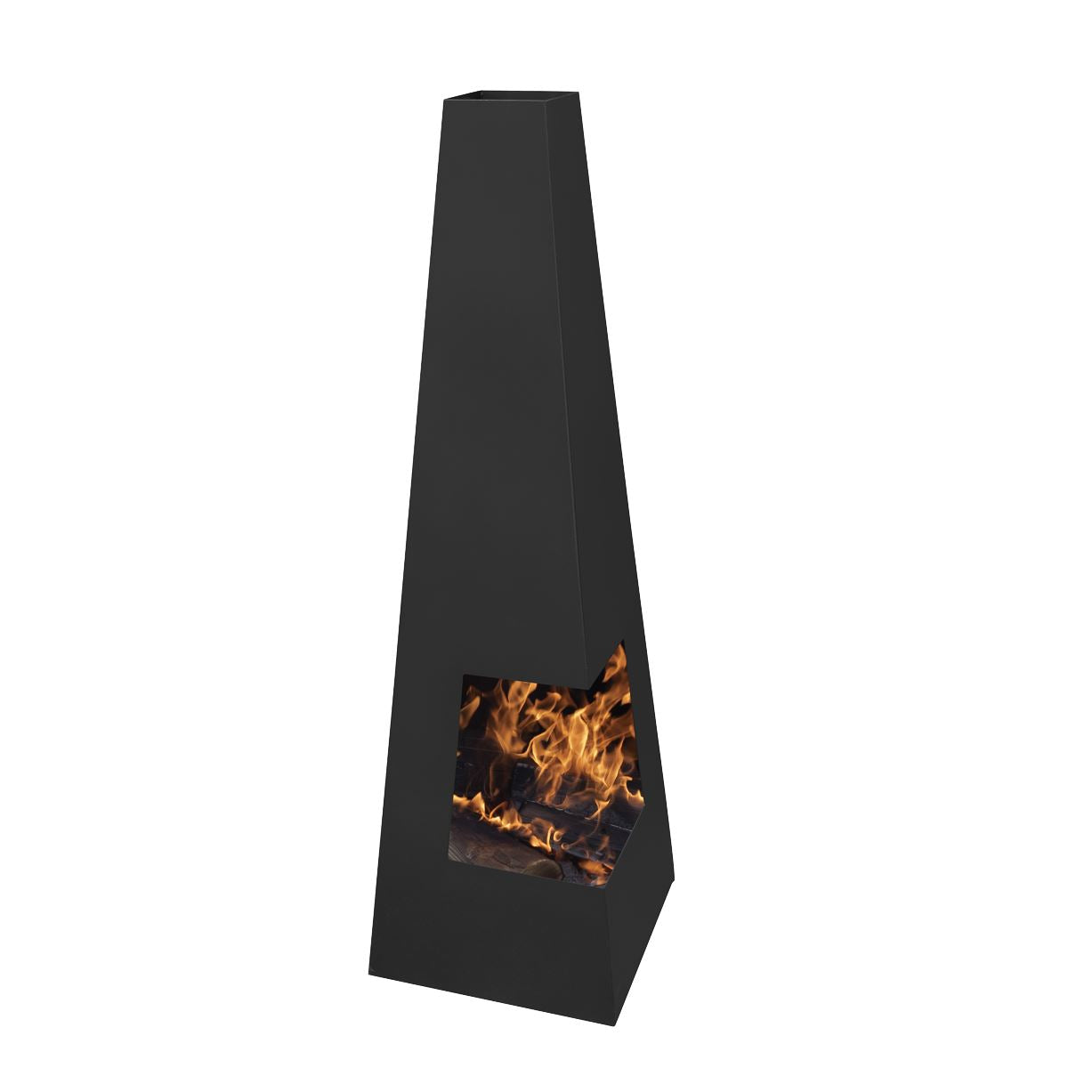 Dellonda Chiminea, Wood Burner, Heater for Outdoors W45cm x H150cm - Black Steel