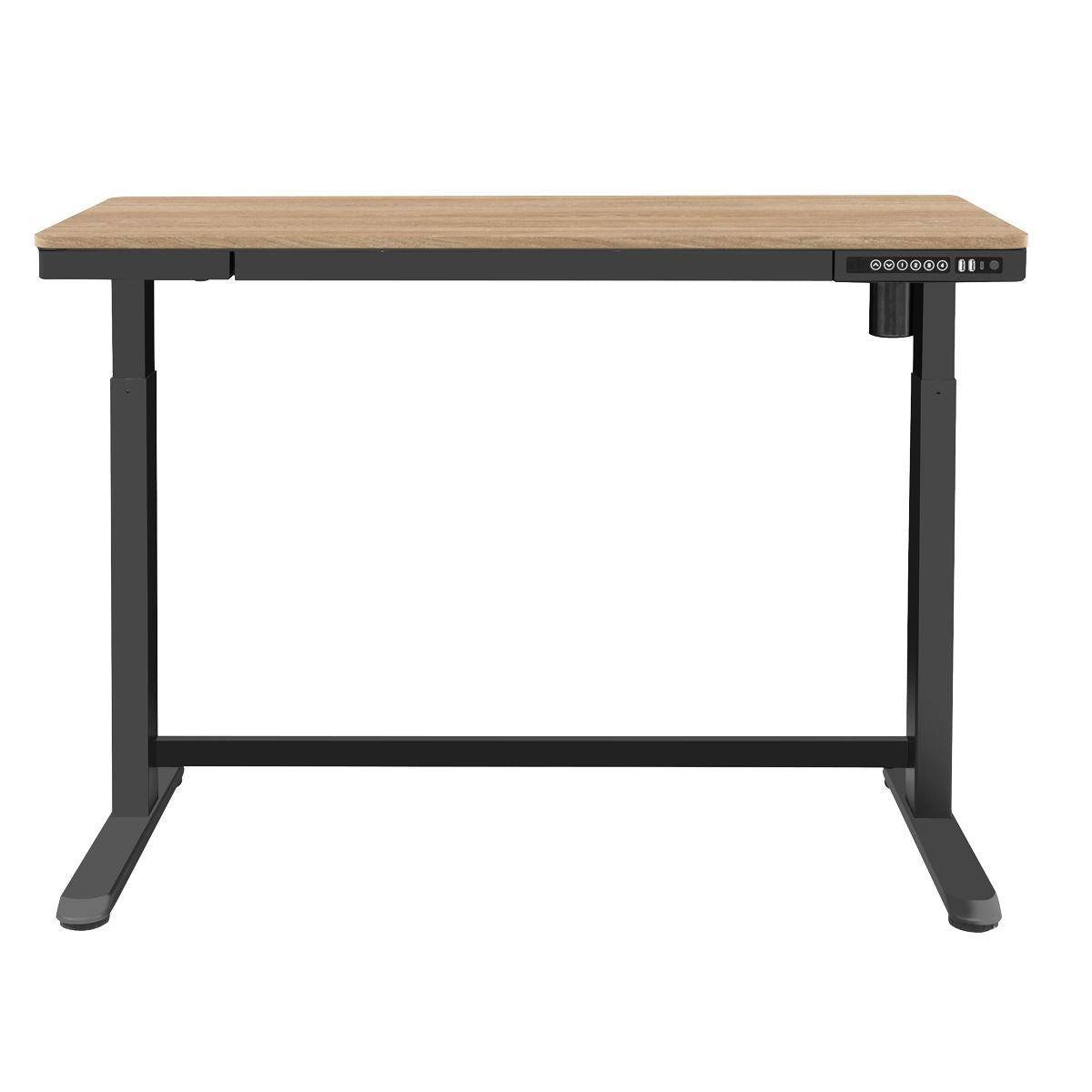 Dellonda Single Motor Ultra-Quiet Electric Desk with Control Panel, USB Port & Drawer - Oak Desktop