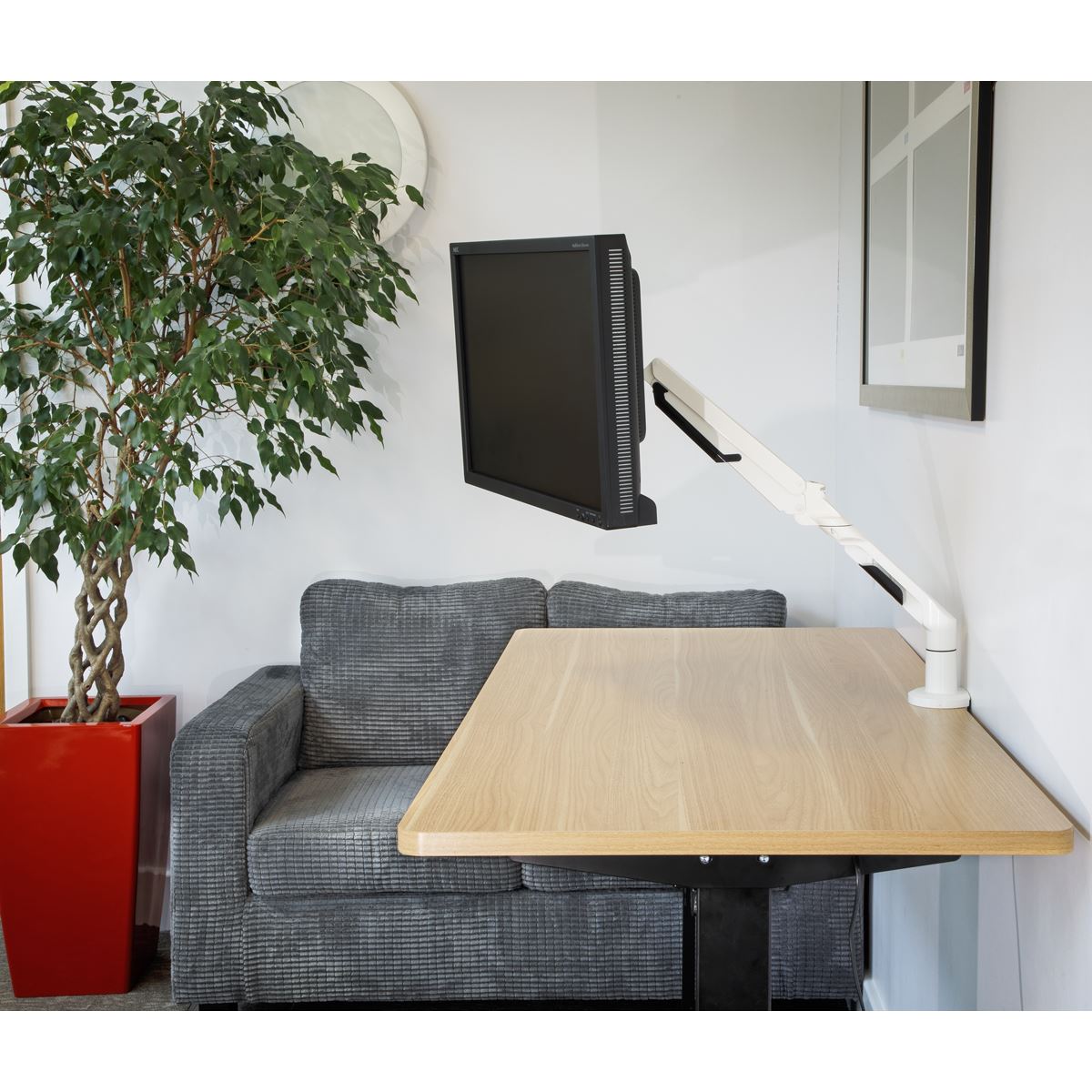 Dellonda Adjustable Single Monitor Arm with 360° Rotation - White