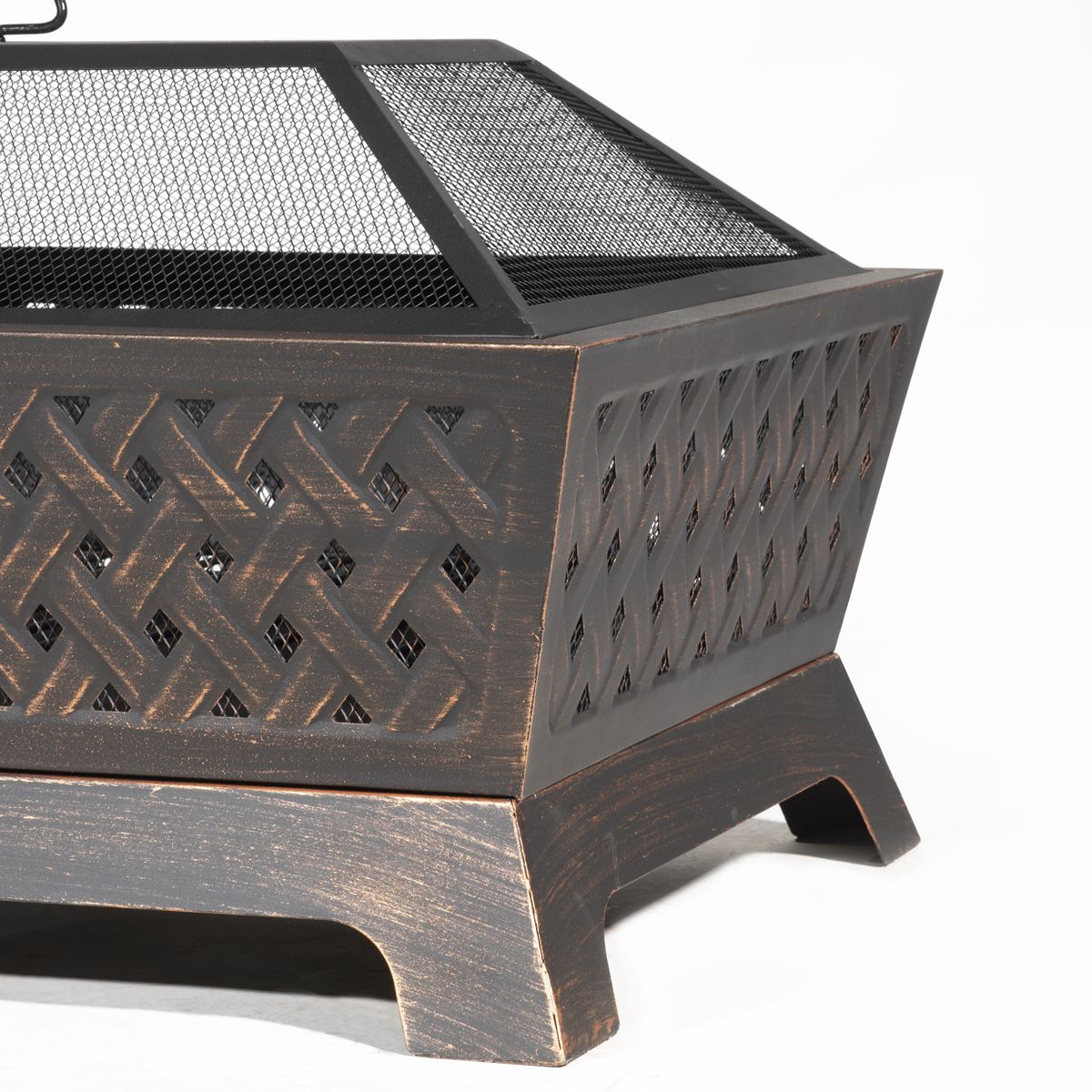 Fire Pit 89cm Rectangular Outdoor Antique Bronze Effect