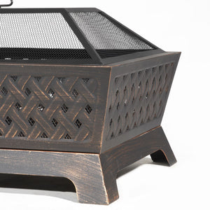 Fire Pit 89cm Rectangular Outdoor Antique Bronze Effect