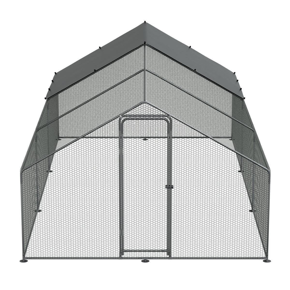 Dellonda Walk-In Galvanized Steel Chicken Run with Roof Cover & PVC Coated Chicken Wire