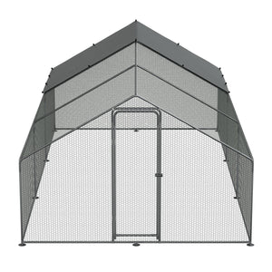 Dellonda Walk-In Galvanized Steel Chicken Run with Roof Cover & PVC Coated Chicken Wire
