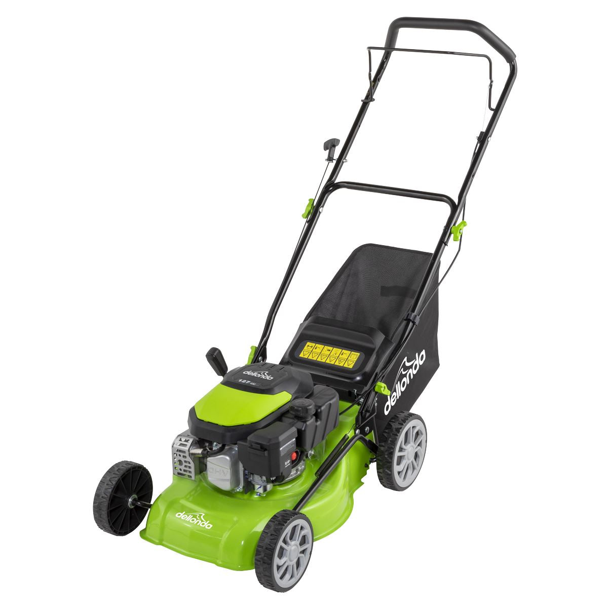Dellonda Hand-Propelled Petrol Lawnmower Grass Cutter, 127cc 16"/41cm 4-Stroke