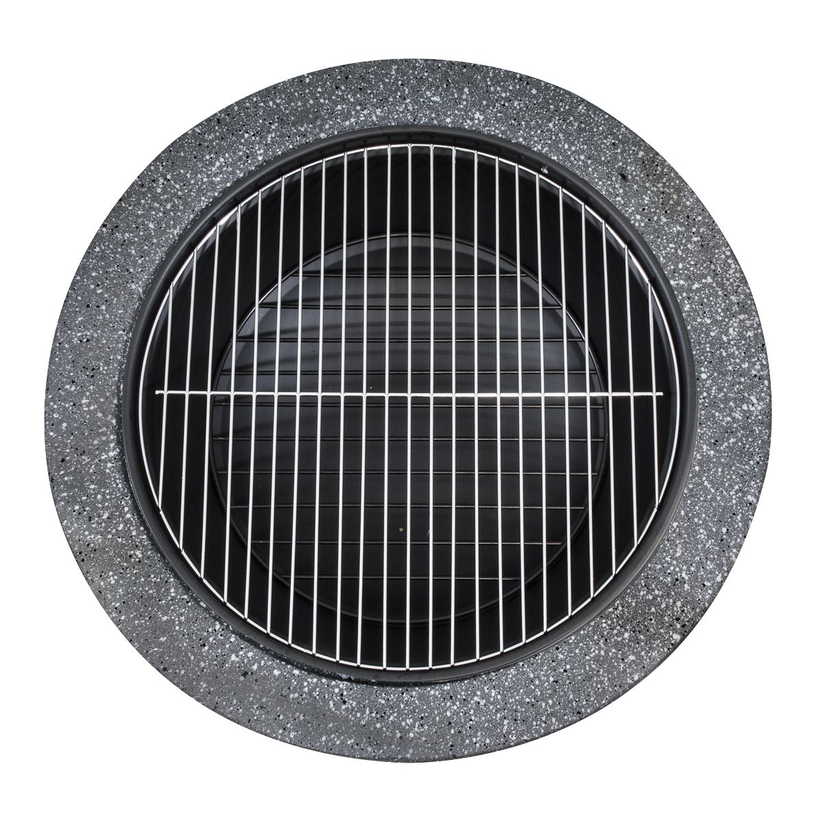Dellonda Round MgO Fire Pit with BBQ Grill, Ø75cm, Safety Mesh Screen - Dark Grey