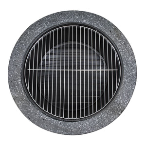 Dellonda Round MgO Fire Pit with BBQ Grill, Ø75cm, Safety Mesh Screen - Dark Grey