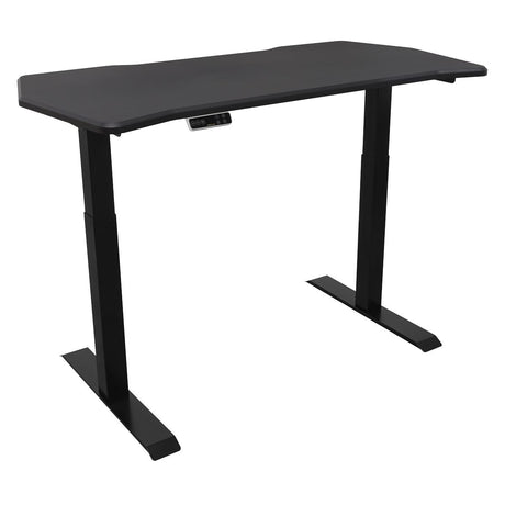 Dellonda Carbon Fibre Effect Electric Height Adjustable Standing Desk, 1400 x 700mm Dual Motor 100kg
