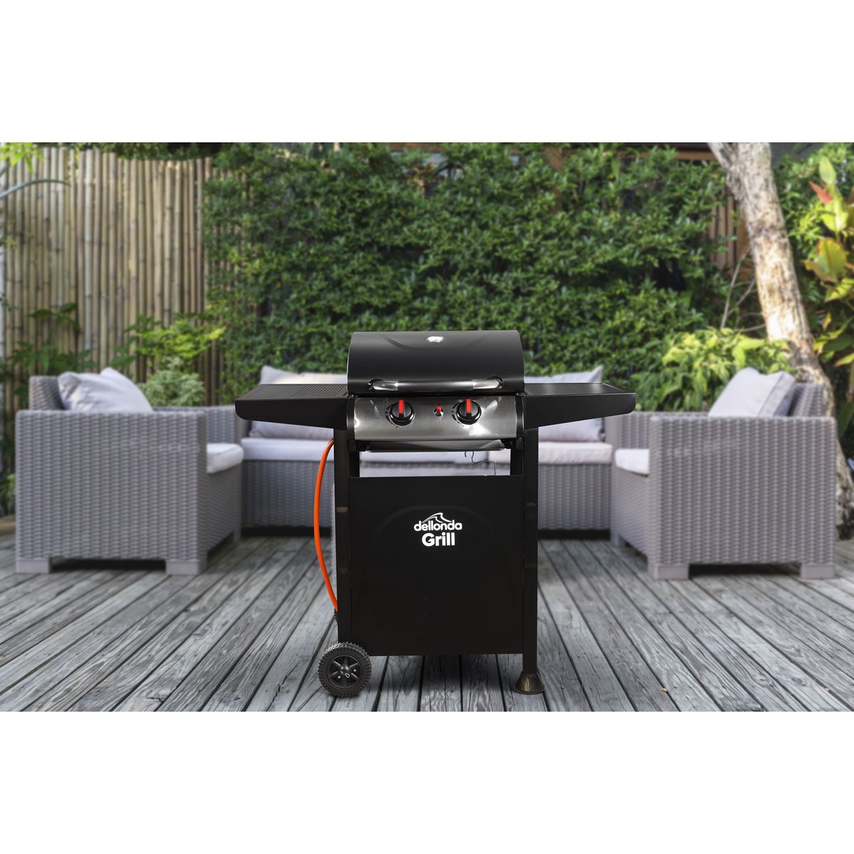 Dellonda 2 Burner Gas BBQ Grill with Piezo Ignition & Thermometer