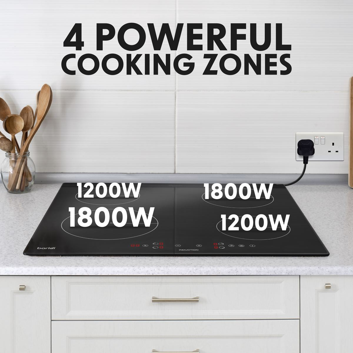 Baridi Integrated Induction Hob with 4 Cooking Zones 60cm 2800W Output