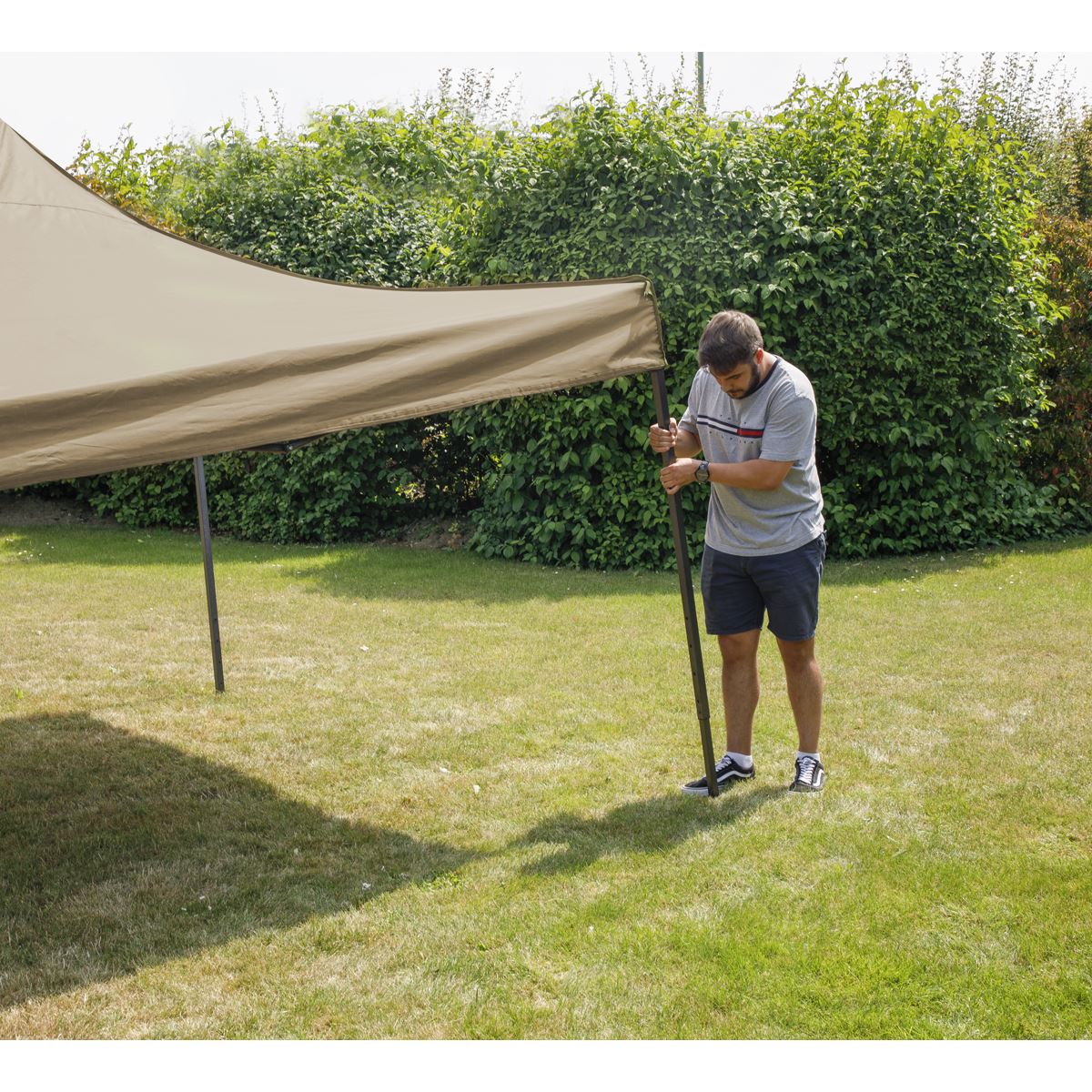 Dellonda Beige Premium 3 x 3m Pop-Up Gazebo, PVC Coated, Water Resistant Fabric, Supplied with Carry Bag & Accesories