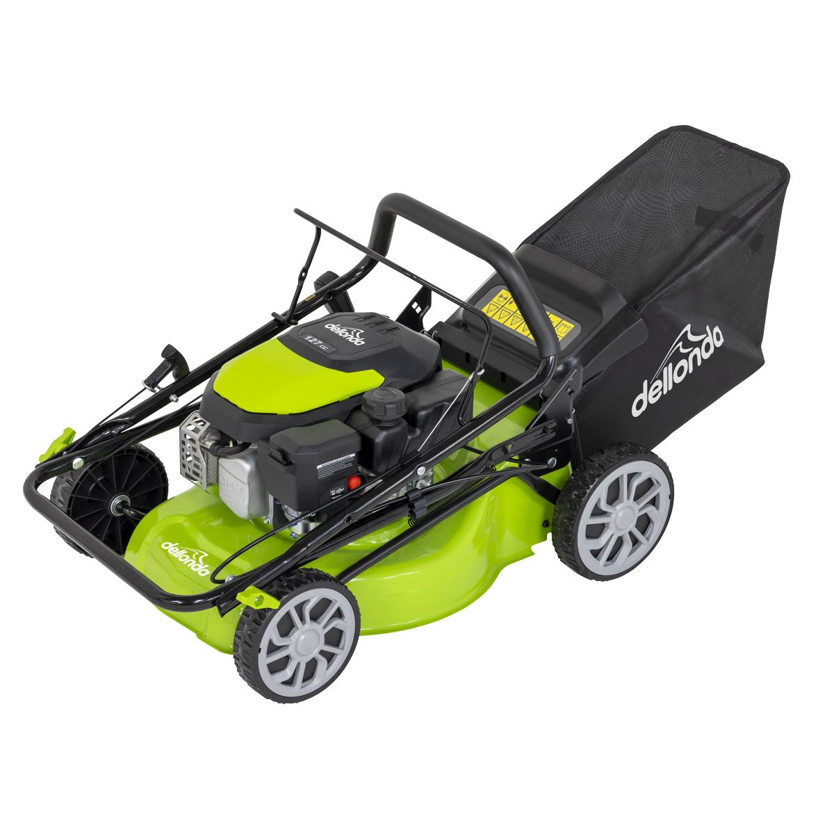 Dellonda Hand-Propelled Petrol Lawnmower Grass Cutter, 127cc 16"/41cm 4-Stroke