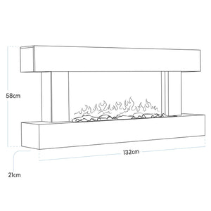Baridi Wall Mounting Electric Fireplace with LED Flame Effect 52" - Grey