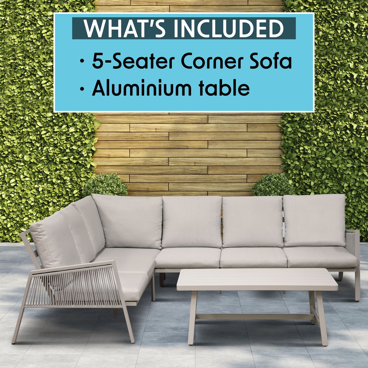 Dellonda Fusion Aluminium Outdoor Corner Sofa & Coffee Table Set 4 Piece