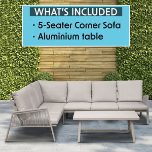 Dellonda Fusion Aluminium Outdoor Corner Sofa & Coffee Table Set 4 Piece