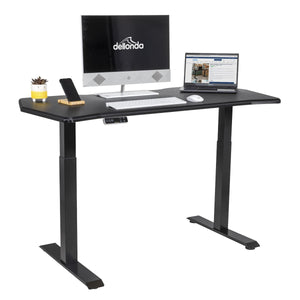 Dellonda Carbon Fibre Effect Electric Height Adjustable Standing Desk, 1400 x 700mm Dual Motor 100kg