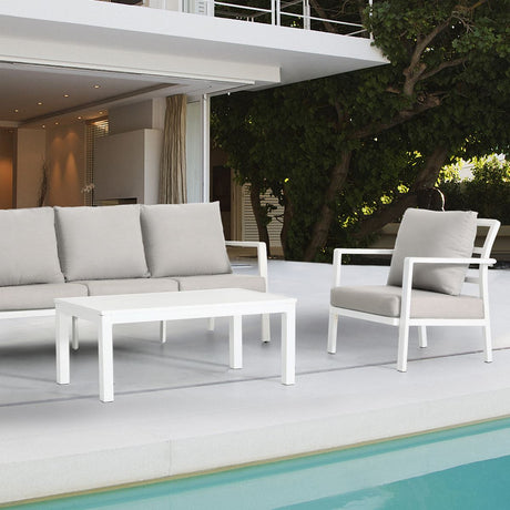 Dellonda Kyoto Aluminium Outdoor Sofa & Coffee Table Set 4 Piece