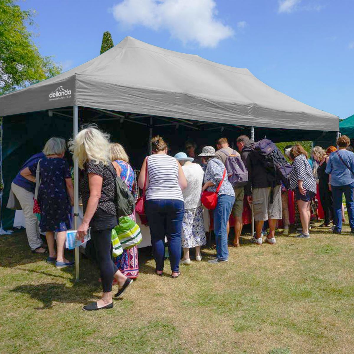 Dellonda Grey Premium 3x6m Pop-Up Gazebo, Heavy Duty, PVC Coated, Water Resistant Fabric, Supplied with Carry Bag  & Accesories