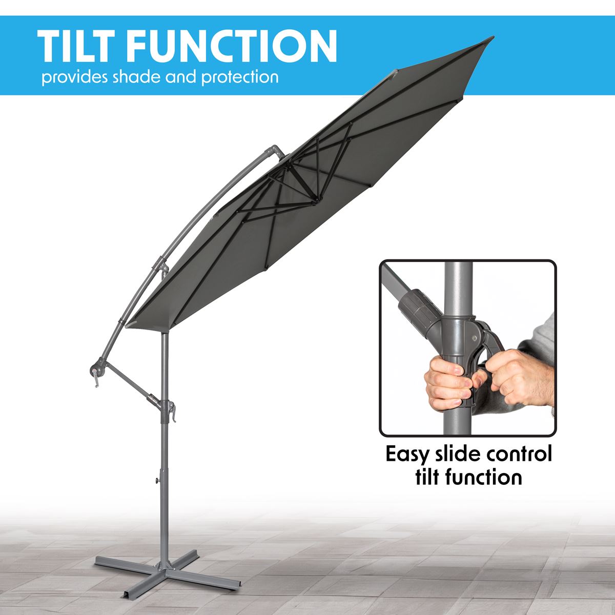 Dellonda Banana Parasol with Cover 3m - Grey