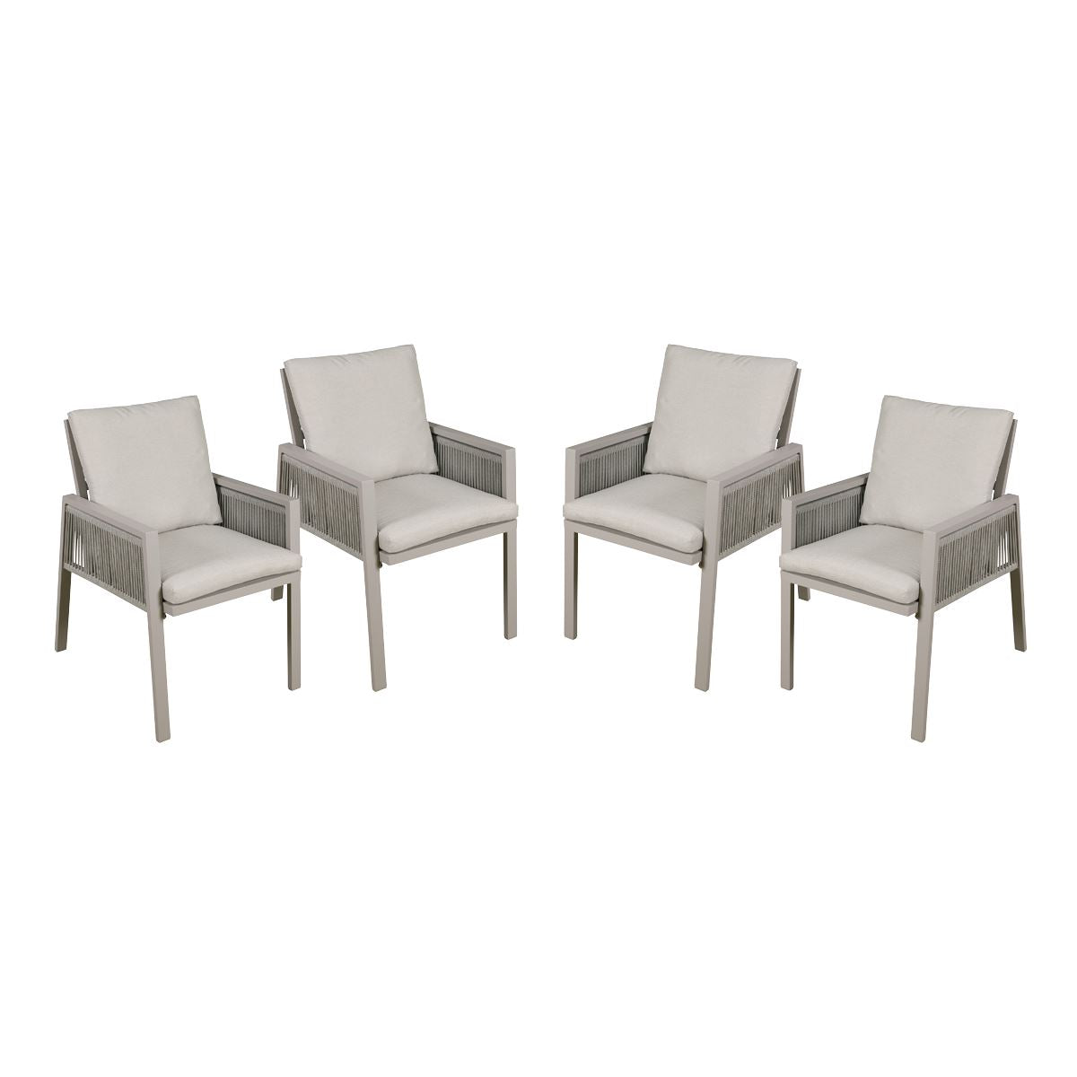 Dellonda Fusion Garden/Patio Dining Chairs with Armrests 4pc - Light Grey