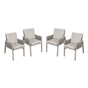 Dellonda Fusion Garden/Patio Dining Chairs with Armrests 4pc - Light Grey