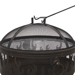 Dellonda Deluxe Fire Pit Fireplace Outdoor Patio Heater, Cooking Grill & Poker 61cm