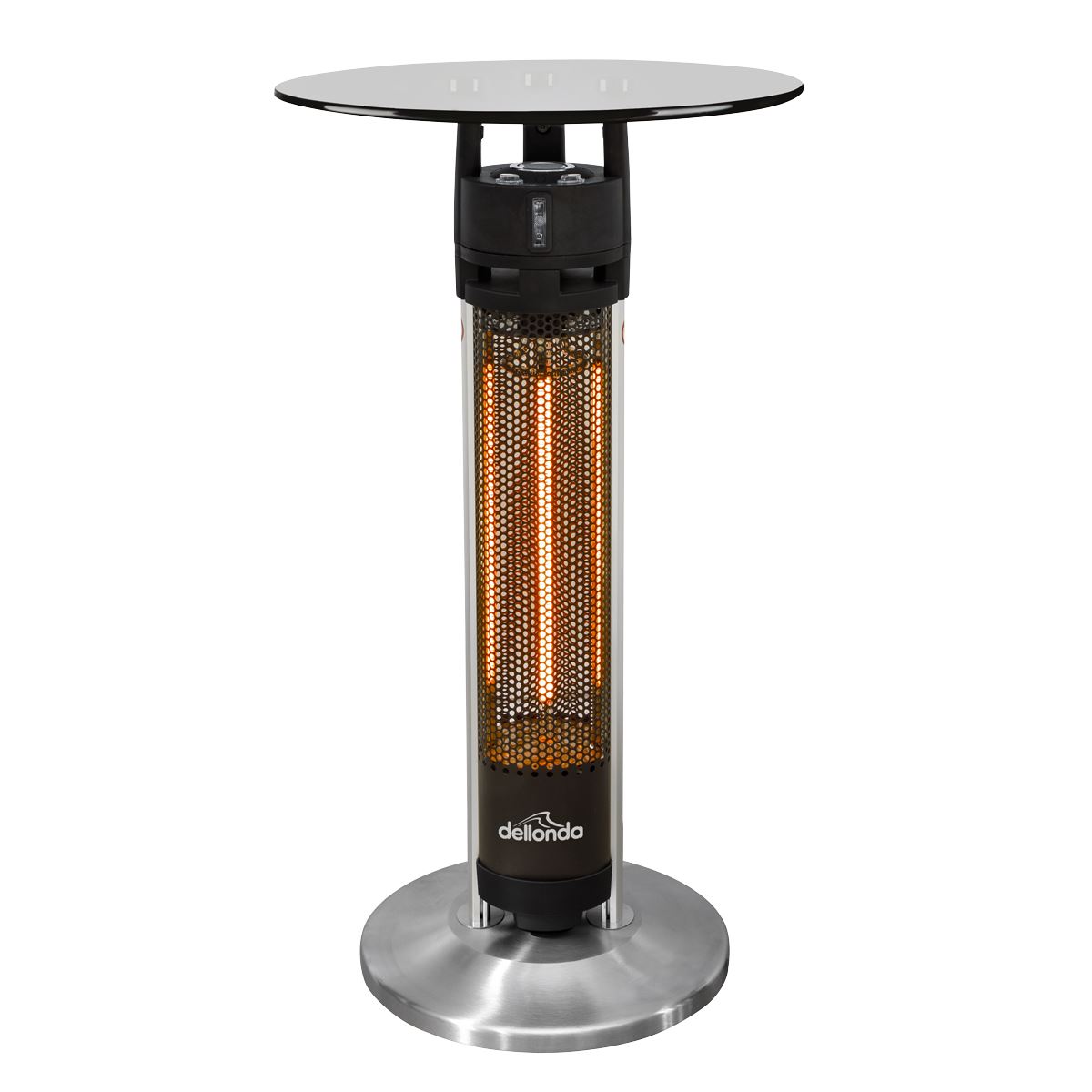 Dellonda Bistro Table with 1600W Heater, 95cm, Black/Stainless Steel