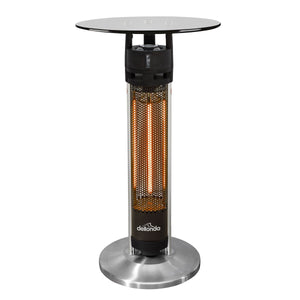 Dellonda Bistro Table with 1600W Heater, 95cm, Black/Stainless Steel