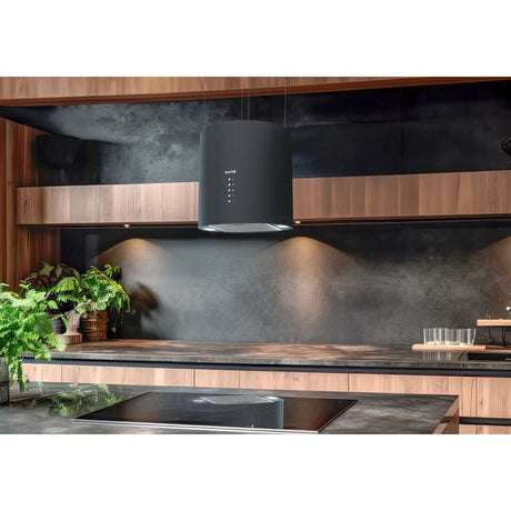 Baridi Round Island Cooker Hood 35cm - Black