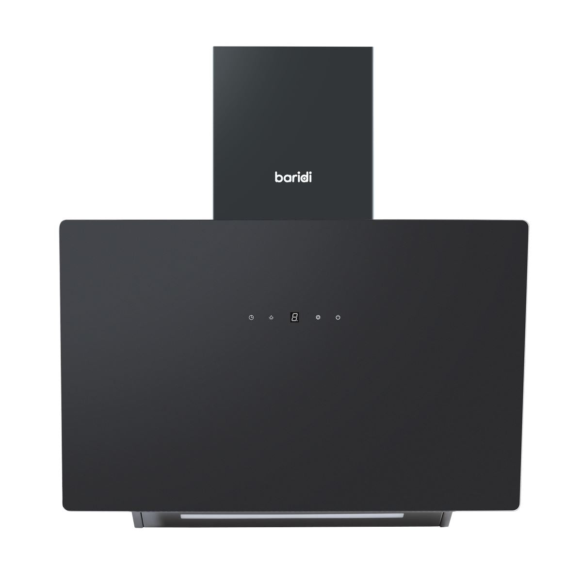 Baridi Angled Chimney Cooker Hood with Touch Controls & Carbon Filters 60cm - Black Glass