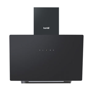 Baridi Angled Chimney Cooker Hood with Touch Controls & Carbon Filters 60cm - Black Glass