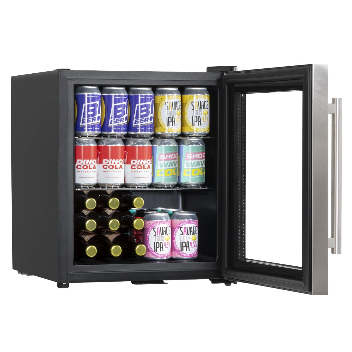 Baridi Mini Tabletop Beer & Drinks Fridge 50L Capacity - Stainless Steel