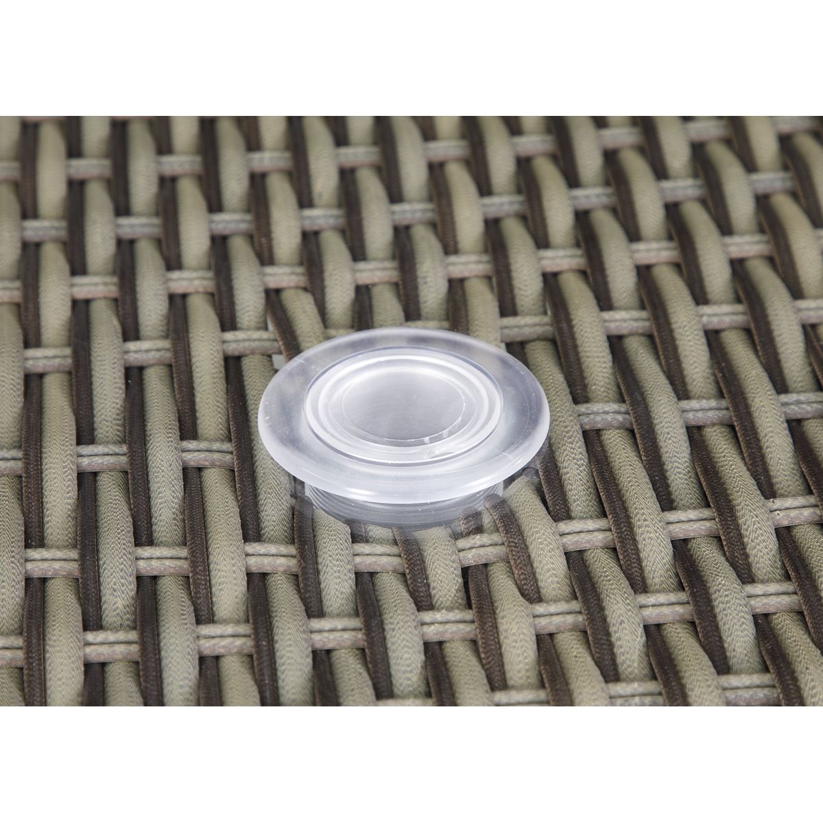 Dellonda Chester Rattan Wicker Round Outdoor Dining Table with Tempered Glass Top