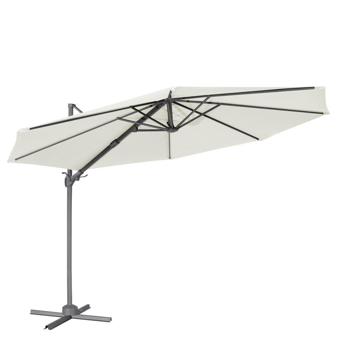 Dellonda Cantilever Parasol with 360° Rotation, Tilt & Cover 3m - Cream