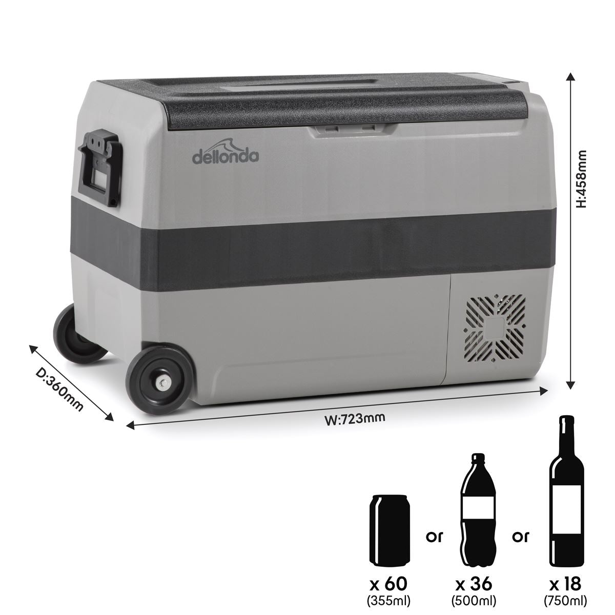 Dellonda Portable Fridge Freezer / Cool Box with LED Display 50L