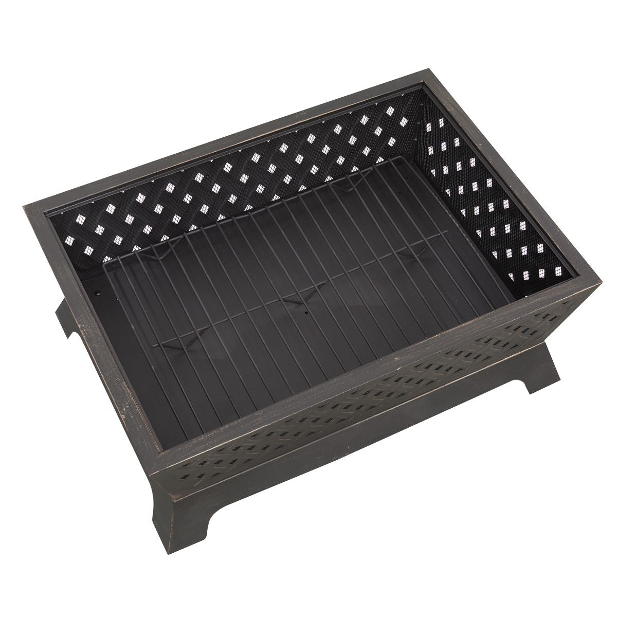 Fire Pit 89cm Rectangular Outdoor Antique Bronze Effect