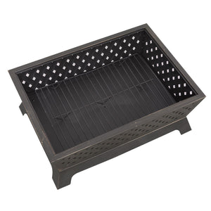 Fire Pit 89cm Rectangular Outdoor Antique Bronze Effect