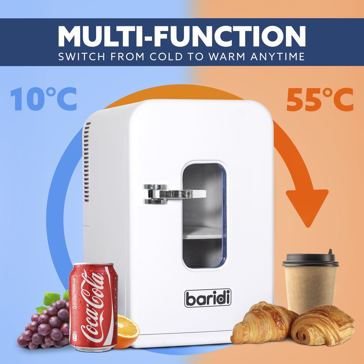 Baridi Mini Fridge/Warmer 15L Capacity 12V/230V - White