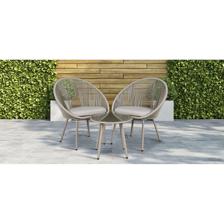 Dellonda Como Steel Bistro Set with Tempered Glass Tabletop 3pc