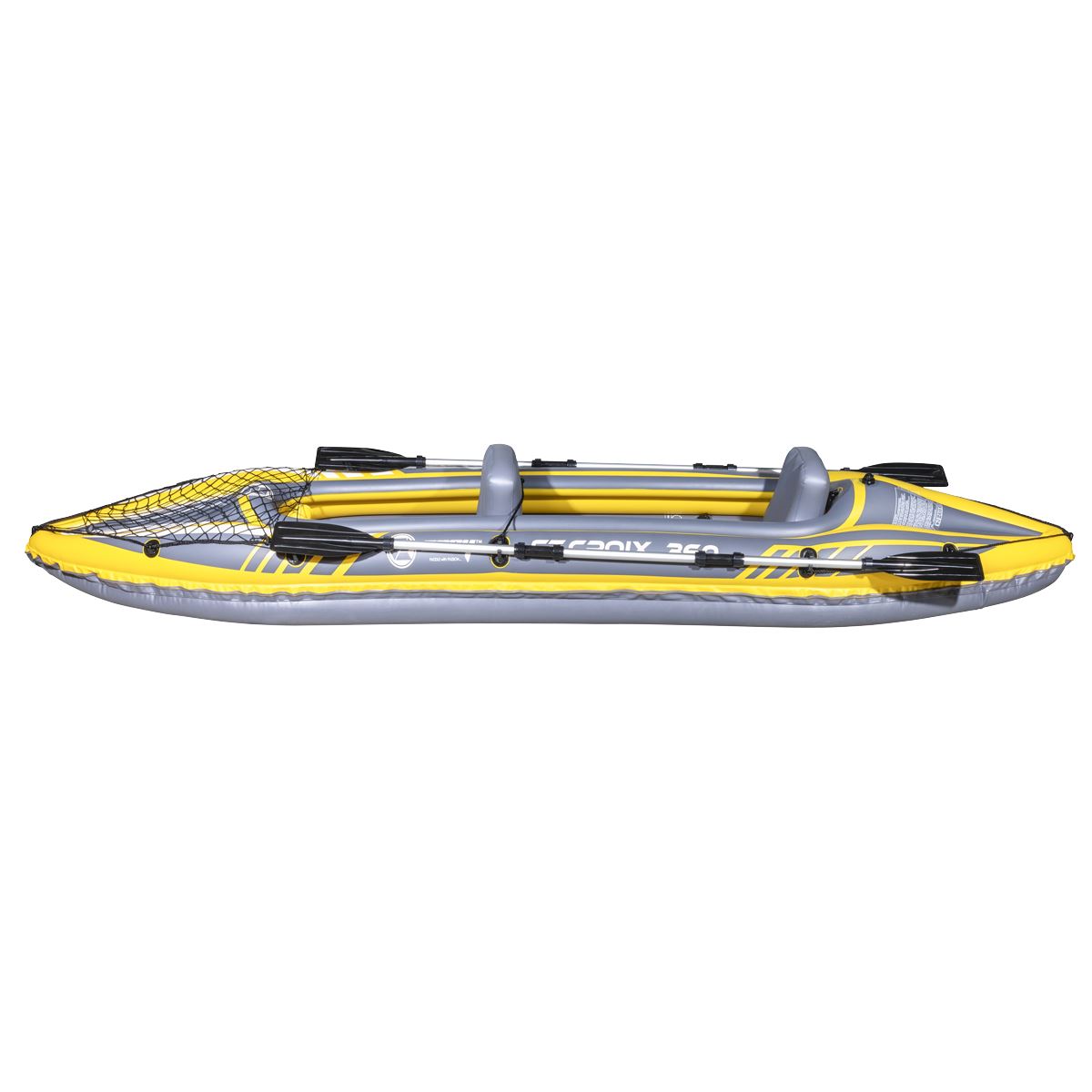 Dellonda Inflatable 2-Person Kayak/Canoe Set with Pump, Carry Bag & 2 Oars - Blue/Yellow/White