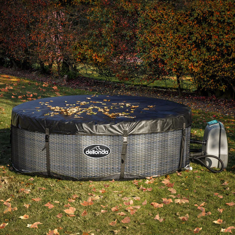 Dellonda 2-4 Person Inflatable Hot Tub/Spa with Smart Pump - Rattan Effect
