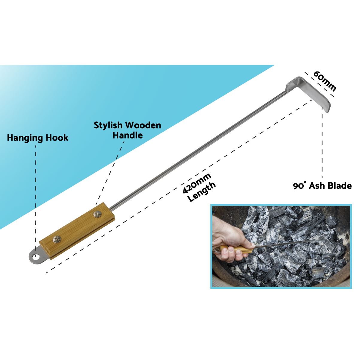 Dellonda Ash Scraper Tool for Kamado BBQs