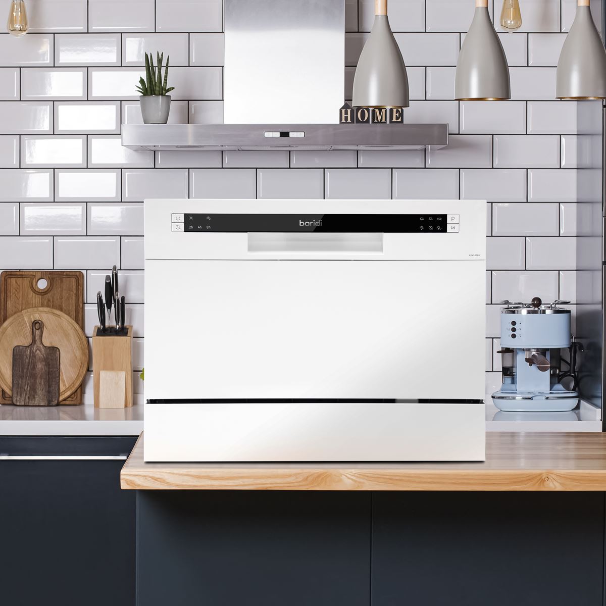 Baridi Tabletop Dishwasher 6 Place Settings 6.5L Capacity - White