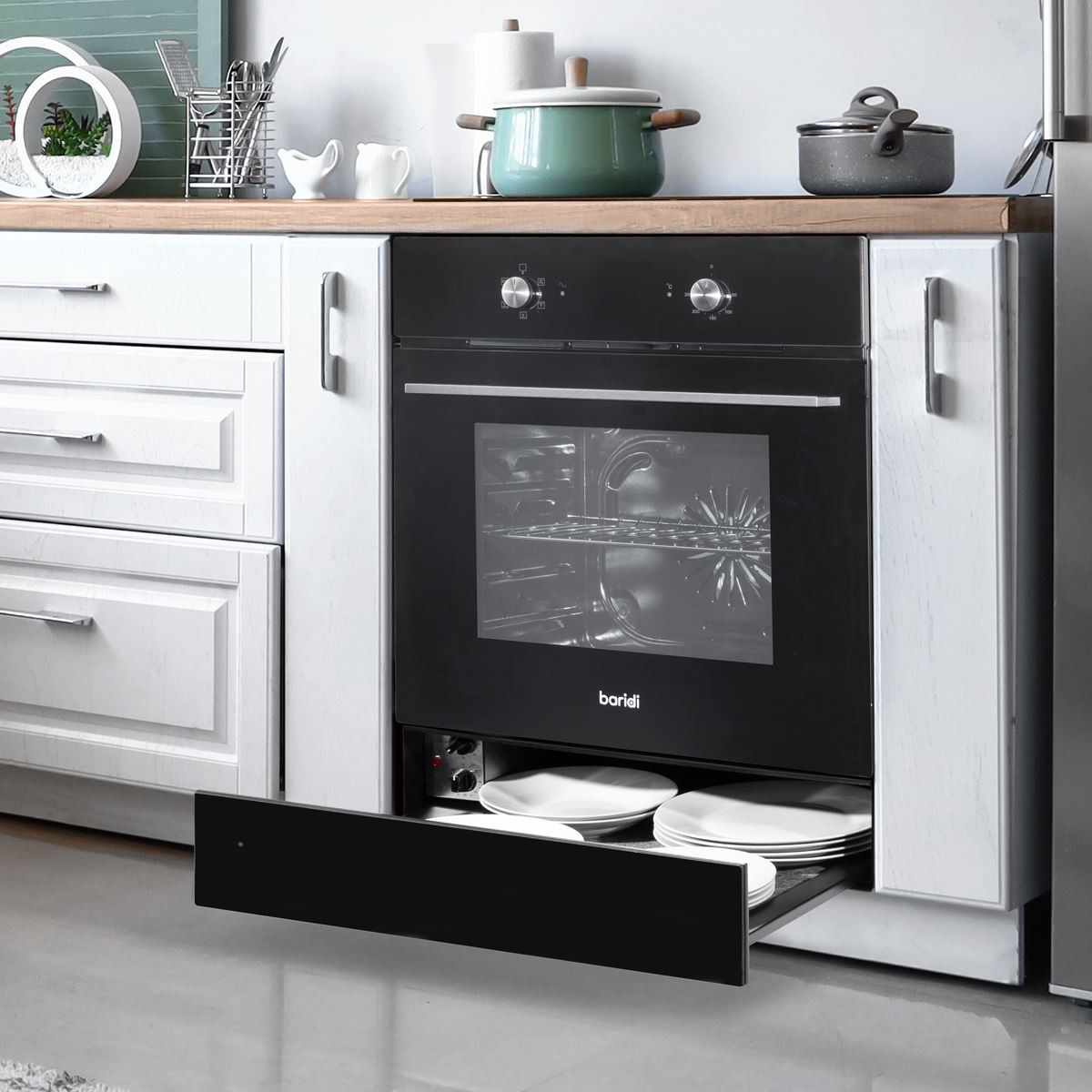 Baridi Integrated Warming Drawer 60cm - Black