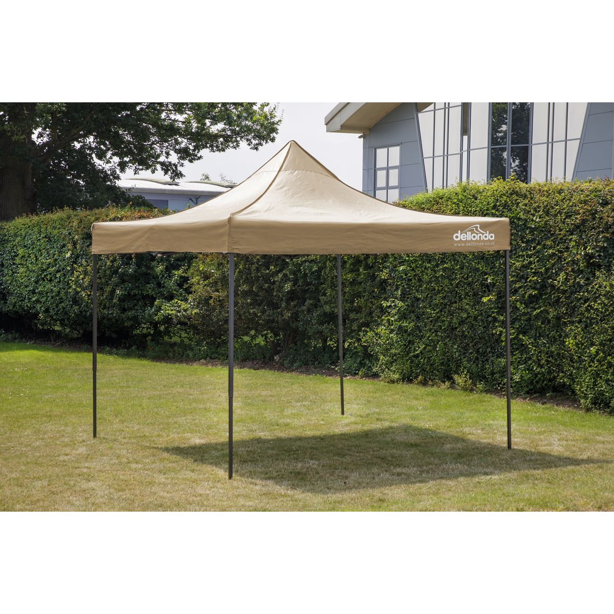 Dellonda Beige Premium 2x2m Pop-Up Gazebo, Heavy Duty, PVC Coated, Water Resistant Fabric, Supplied with Carry Bag & Accesories