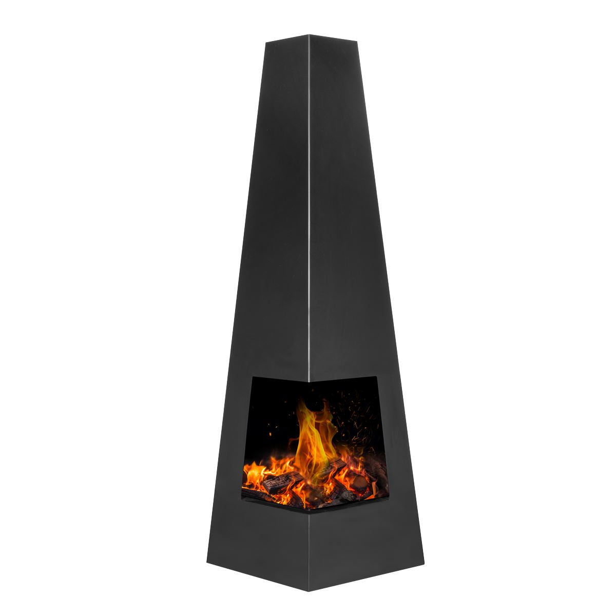 Dellonda Chiminea, Wood Burner, Heater for Outdoors W45cm x H150cm - Black Steel