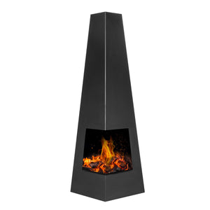 Dellonda Chiminea, Wood Burner, Heater for Outdoors W45cm x H150cm - Black Steel